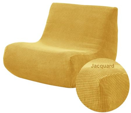 Highdi Stretch Lazy Sofabezug 1 Sitzer, Jacquard Sofabezug ohne Armlehnen Sofahusse Schonbezug Weicher Sofa Überzug Waschbar Sofaüberwurf Wohnzimmer Sofaschoner Hund Katze Sofaschutz (Ingwergelb)