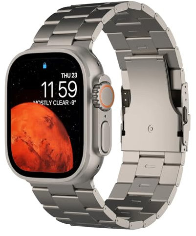 synsing Ultra 2 49mm Titanium Band iWatch Series 10 Metal Strap Compatible with Apple Watch Ultra 2 & Ultra 1 Metal Band (26mm Width)-Titanium Color Matching iWatch Wristband