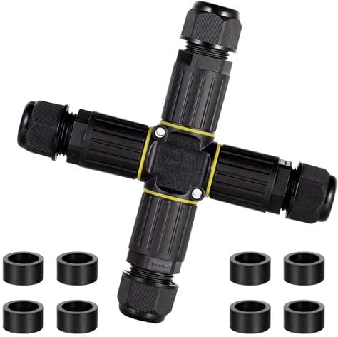 Waterproof Junction Box Outdoor Cable Connectors 4 Way Extension Electrical Cable Protector Connector External Sleeve Coupler for Cable Diameter 9mm-12mm