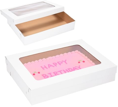 Huoshange 26.5x19.5 x 5 Inches 6 Pack Full Sheet Cake Box with Window,Large Bakery Boxes Corrugated Rectangle Cake Boxes for Donuts,Muffins,Cupcake,Brownie,Pastry Baking,Decor Supplies