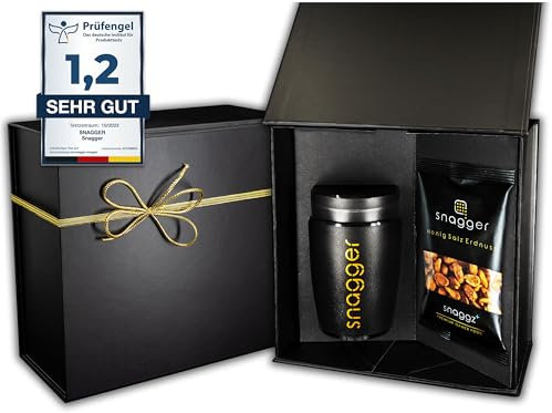 snagger Elite Geschenkbox - Der Snackspender/saubere Hände beim snacken/geeignet für Erdnüsse, NicNacs, UVM/Gamer Geschenk, Geschenke für Männer Frauen/inkl. snaggz+, neutral