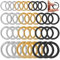 MirraSwit 36 Stück Rund Karabinerhaken, 20/23/25/33mm O-Ring Karabiner, Federspaltringe Schlüsselring Klein für Bastelarbeiten, DIY Taschenringe Handwerk Machen (Gold, Silber, Schwarz)