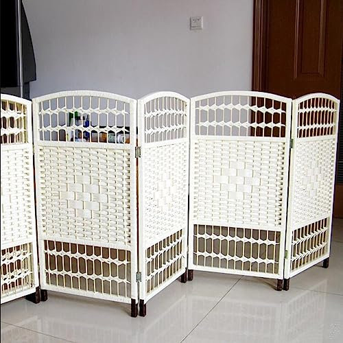Paravent en rotin pour chambre d'enfant et bibliothèque - Petit espace de jeux - Paravent pliable japonais - Blanc - 4 panneaux - 80 x 160 cm