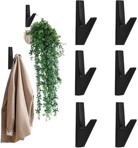 LYSHOOCE 6 Stück Garderobenhaken Schwarz,Haken Akustikpaneele,Aluminiumlegierung Kleiderhaken Akustikpaneele, Haken Garderobe,Geeignet für Küchen,Bäder,Foyers,Flure usw