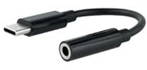 Cable adaptador - audio USB-C macho a jack 3.5 hembra, 11 cm, color negro, ideal para conectar dispositivos sin conector de 3.5 mm.