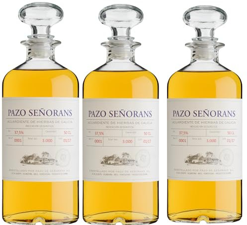 Pazo de Señorans - Aguardiente de Hierbas | Maceración natural en frío | 41 % vol. | Bouquet vegetal y equilibrado - 3 Botellas 50cl