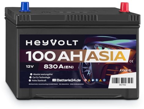 HeyVolt Asia Autobatterie 12V (100Ah BL Pluspol Rechts)