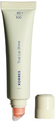 KORRES True Lip Shine Peach Shimmer 03, mit hochglänzendem Finish, cremig wie ein Lipgloss - pflegend wie ein Lipbalm, feuchtigkeitsspendend, frischer Glanz, nicht klebende Textur, vegan, 10 ml
