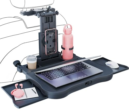 Autotisch Rücksitz Klappbar mit Getränkehalter und Handyhalter | Auto Rücksitz Tisch für Kinder und Erwachsene, Autositz Tablett für Laptop, Essen und Reisen, Belastbar bis 20 kg