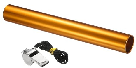 YELARXI Track Field Relay Baton, Aluminum Track Field Relay Baton for Running Race Team with Whistle