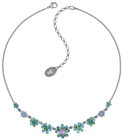Konplott: Collier Lost Garden big, großes modernes Kristallblüten-Collier, für Damen/Frauen (blau-grün-lila)