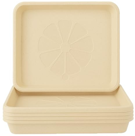 Home Garden Ornaments Sottovaso Quadrato Beige 19x19cm Set da 5 - Sottovasi Quadrati - Sottovasi Plastica Resistente - Sottovasi per Piante da Interno (19x19cm, Beige)