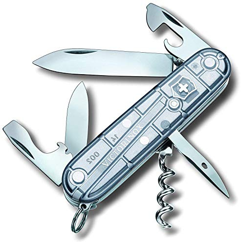 Victorinox Schweizer Taschenmesser, Spartan, Multitool, Swiss Army Knife mit 12 Funktionen, Klinge, Korkenzieher, Silver Transparent