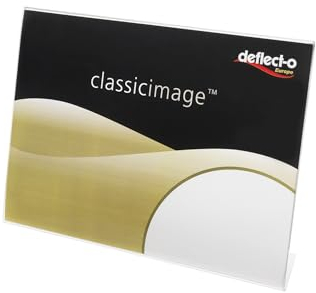 Deflecto Tischaufsteller Classic Image, schräg, A3, Querformat, 420 x 303 x 110 mm, glasklar, einseitige Präsentation, Menükartenhalter, Werbeaufsteller