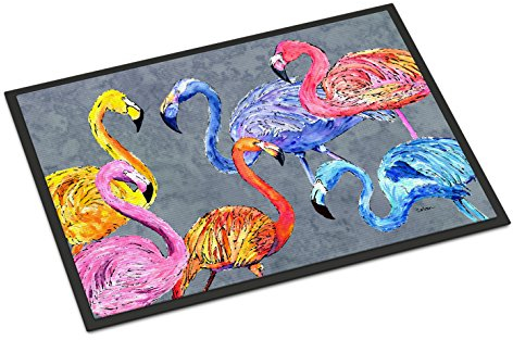 Caroline's Treasures Flamingo Fußmatte für Innen- und Außenbereich, 6 Senses, Mehrfarbig, 18 x 27