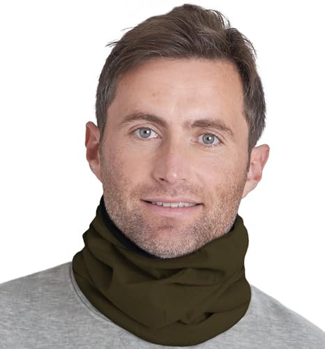 Tough Headwear Winter Neck Gaiters For Men & Women - Fleece Neck Gaiter Snood - Fleece Neck Warmer Snoods - Mens and Womens Ski Gaiter Neck Scarf - Reversible - Forest Green
