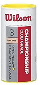 Wilson Badminton-Ball, Championship Shuttlecocks, 3-er Dose, 77 Grains, Gelb, Kunststoff/Naturkork, WRT6040YE77 Einheitsgröße