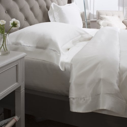 Jasmine Silk 4 PCs 100% Mulberry 19MM Charmeuse Silk Duvet Cover Set (IVORY) (SUPERKING)