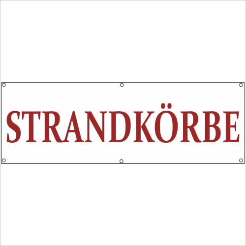 Werbeplane - Gerüstplane - p136 - Strandkörbe - NEU - 200 cm x 67 cm - Plane für Baustelle, Garten, Zaun oder Veranstaltung im Sommer - Winter - auch personalisiert