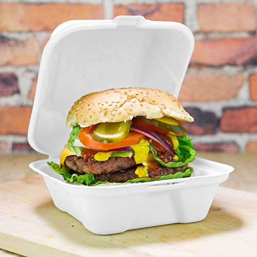 Confezione da asporto, per hamburger, a conchiglia, in bagassa, confezioni ecologiche per alimenti,15,2 cm, set di 50