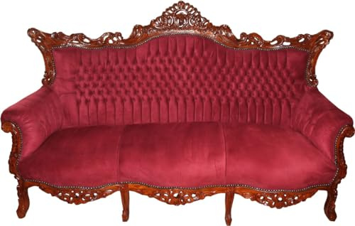 Casa Padrino Barock 3-er Sofa Master in Bordeaux/Braun - Wohnzimmer Möbel Couch Lounge - Limited Edition
