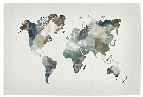 artboxONE Poster 90x60 cm Weltkarte Reise World map Grey Blue - Bild worldmap Weltkarte worl