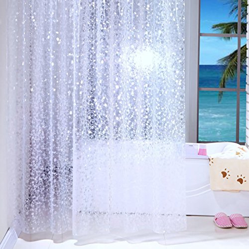 Rideau de douche transparent blanc, étanche, 100 % PEVA avec crochets, Tissu, claire, 120x200cm