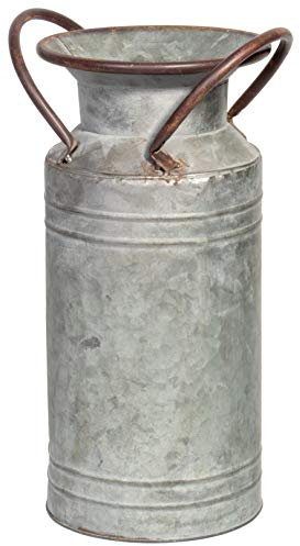 Red Co. 13” Large Decorative Farmhouse Galvanized Metal Milk Can Planter Vase with Handles