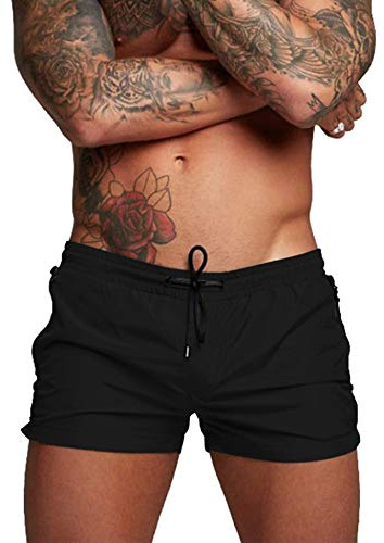 COOFANDY Mens Quick Dry Swimwear Boxer Brief Trunks, Large, Black