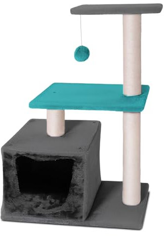 tt tiendatienda ARBOL para Gato con CASA 30 X 46 X 83 CM Azul