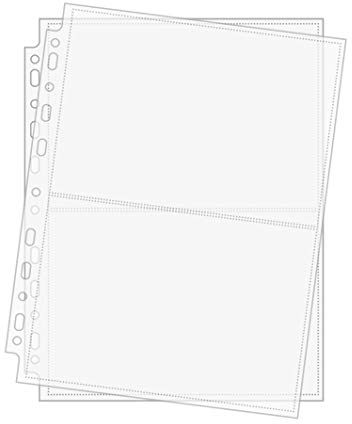Arkero-G® 50 Seiten 2-Pocket Photo Pages - Foto-Hüllen & Post-Karten Hüllen für Sammel-Album z.B. Basteln Schule Büro Aufbewahrung
