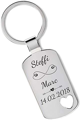 Your Gravur - Schlüsselanhänger personalisiert mit Herz - Anhänger mit Gravur in verschiedenen Designs - Schlüsselanhänger mit Gravur als Liebesbeweis Geschenk