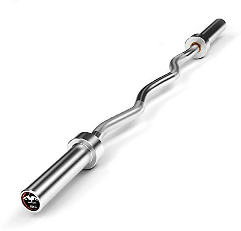 Olympic Curlstange Langhantelstange Curlhantel Stange mit Kupferhülse und Lageranschluss für Kommerzielle Professionelle Turnhalle 120cm | Ø 50mm | 10kg