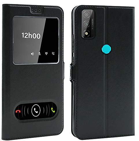CEKA TECH Coque pour Huawei P Smart 2020 (6,21 Pouces), Etui Housse avec FENETRES, Pochette Magnétique (Noir)