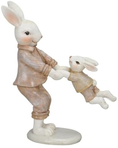 RiloStore XL Osterhase Mutter und Kind p719 Deko Hasen Osterdeko Ostern Dekohase Mama Hasenmama Hasenkind Dekoschale Osterschmuck Indoor 12x14cm