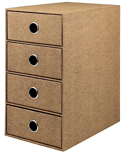 Rössler SOHO 4er Schubladenbox aus Papier | Büro Organizer Schreibtisch | Schubladen Organizer Büro Zubehör & Bürobedarf | Schreibtisch Organizer Box | 18 x 25 x 32 cm | 1 Stück | Farbe: Haselnuss