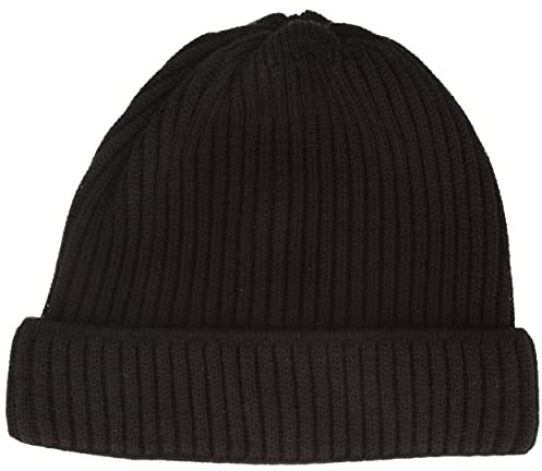 Breiter Strickmütze XXL für größere Köpfe, Wintermütze, Beanie aus Merinowolle Schwarz Rippe, XXL