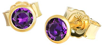 NKlaus Paar Ohrstecker echt Amethyst Gelbgold 333 8 Karat Gold 3,5mm kleine Ohrringe 7990