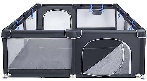 ONVAYA® Laufgitter | Laufstall für Babys | 160 x 160 cm | Schutzgitter für Kinder | Rechteckiges Krabbelgitter | Absperrgitter | Babyzaun in Grau | sicher & schadstofffrei