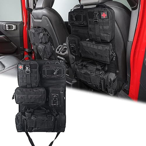 Universal Tactical Seat Back Organizer Vehicle Molle Panel Organizer Storage Bag with 5 Detachable Molle Pouch for All Vehicel Such as Jeep,Truck,SUV, Car, Ford,Chevy,Toyota etc. (Black)