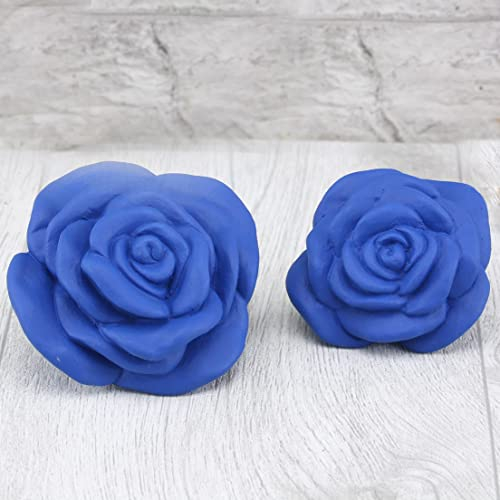 STEINFIGUREN SPICKER Steinfigur Rose Rosenblüte 2er Set, Blüte, Blume, Steinguss, Gartenfigur, Stein, Blau