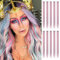 FESHFEN Extension de Cheveux Colorés, 10 PCS Bleu Clair/Violet Clair Postiche pour filles Party Highlight Coloré Extensions de Cheveux Raides Clip en Rose, bleu mixte violet pièce de cheveux