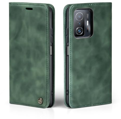 LBH Handyhülle für Xiaomi 11T / Xiaomi 11T Pro in Grün mit Karten- und Geldfach Smartphone Hülle mit Standfunktion Flip Case Schutzhülle Magnetverschluss Vintage