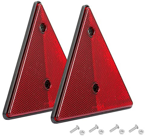 DARKGUARD 2X Reflectores Catadióptrico Triangular Rojo con Tornillos de Acero Inoxidable,150x10x132mm(LxWxH),Homologados,Reflector Triángulo para Remolqe Caravana (Rojo-Triangula-Tornillo-2Piezas)