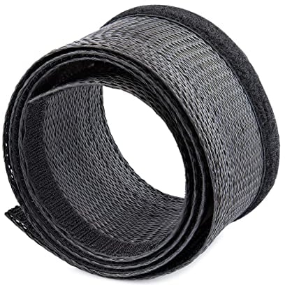 StarTech.com 10ft (3m) Cable Management Sleeve, Trimmable Heavy Duty Cable Wrap, 1.2 (3cm) Dia. Polyester Mesh Computer Cable Manager/Protector/Concealer, Black Cord Organizer/Hider (WKSTNCMFLX)