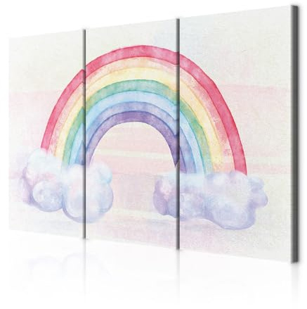 decomonkey Wandbilder Regenbogen 120x80 cm 3 Teilig Wandbild Groß Büro weiß | Leinwandbild XXL, Deko, Wohnzimmer, Schlafzimmer, Wanddeko, Leinwand, Pictures For Wall, Poster, Modern, Abstrakt, Kinder