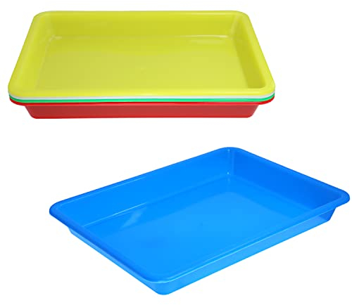 DBOO 5 Pcs Plastic Trays Anti-Slip - Activity Plastic Tray for Kids for School Home Art and Crafts,DIY Projects,5 Color