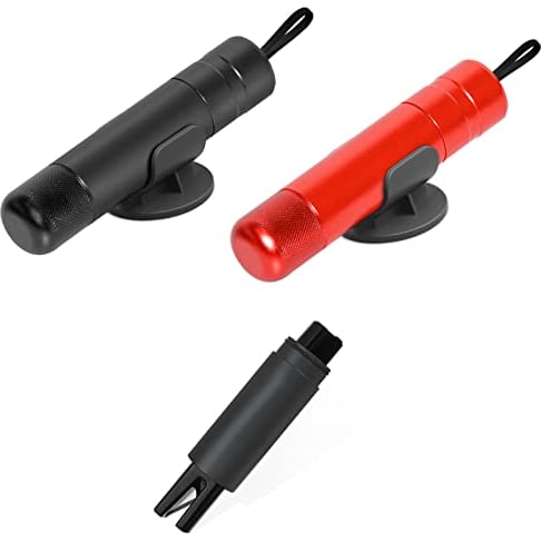 Sosayet Nothammer Auto mit Gurtschneider, 2er Set Auto Sicherheitshammer, 2 In 1 Gurtschneider Notfallhammer, Sicherheitshammer mit Gurtmesser, Notfallhammer fürs Auto, Bus (Schwarz Rot)