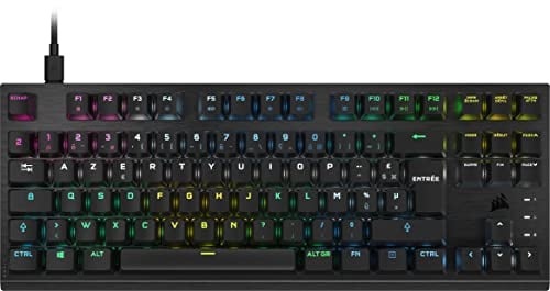 Corsair K60 PRO TKL RGB Keyless Optical Mechanical Wired Gaming Keyboard - OPX Linear Switches - Polycarbonate Keys - iCUE Compatible - AZERTY UK - PC, Mac, Xbox - Black