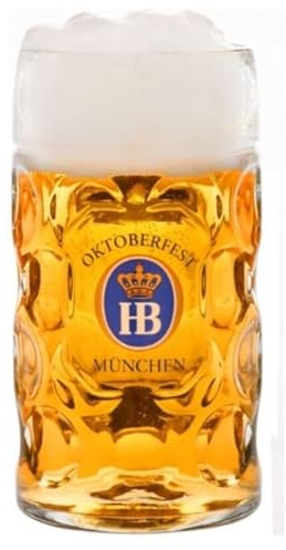 Hofbräuhaus München Boccale da birra in vetro con logo originale HB Isarseidel Oktoberfest 1 l 1000137